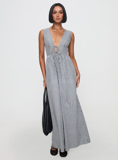 Pokey Maxi Dress Black / White Stripe