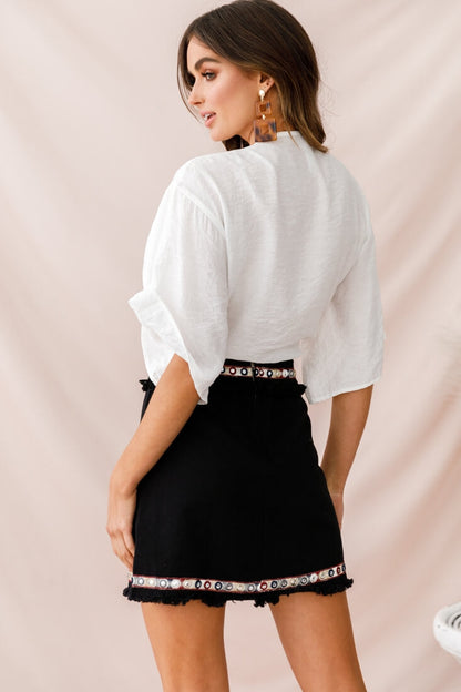 Inca Embellished Skirt Black