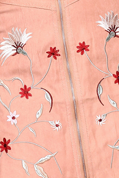 Giovanna Floral Embroidered Mini Skirt Tan Pink