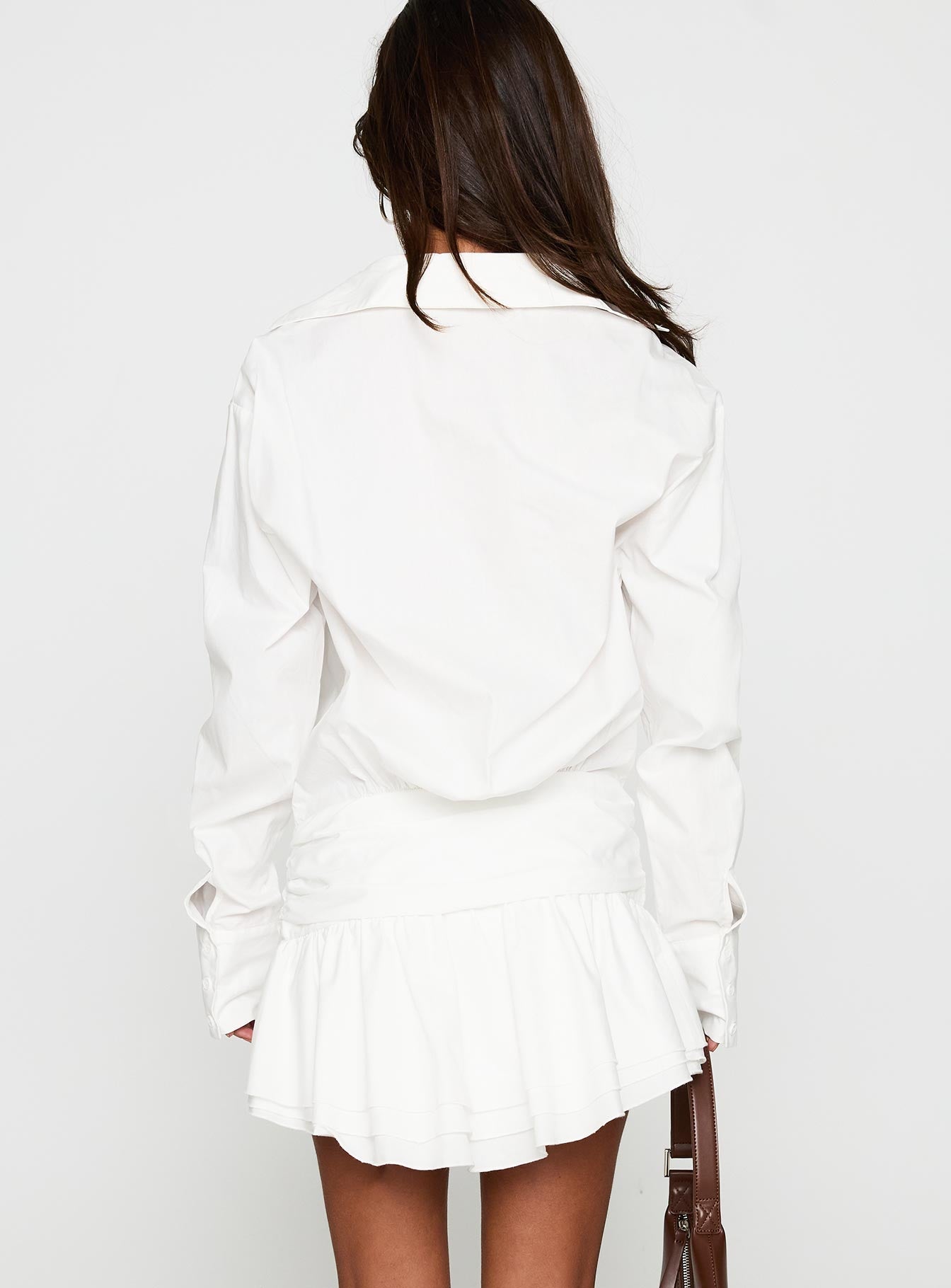 Girls Girls Girls Long Sleeve Mini Dress White