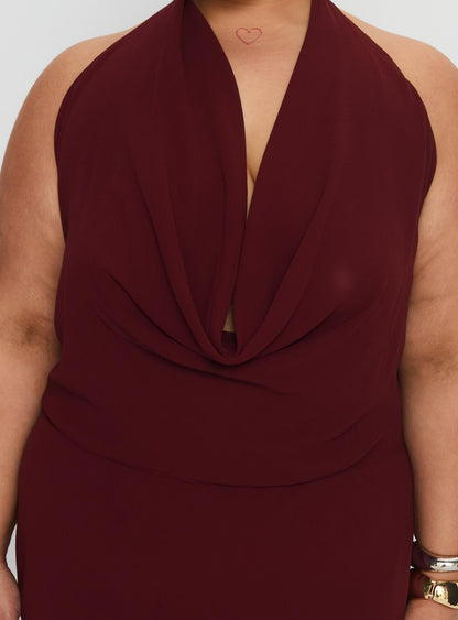 Vortexa Halter Maxi Dress Currant Curve
