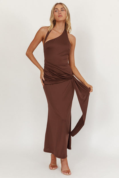 Kimbra Waist Sash Midi Dress Chocolate