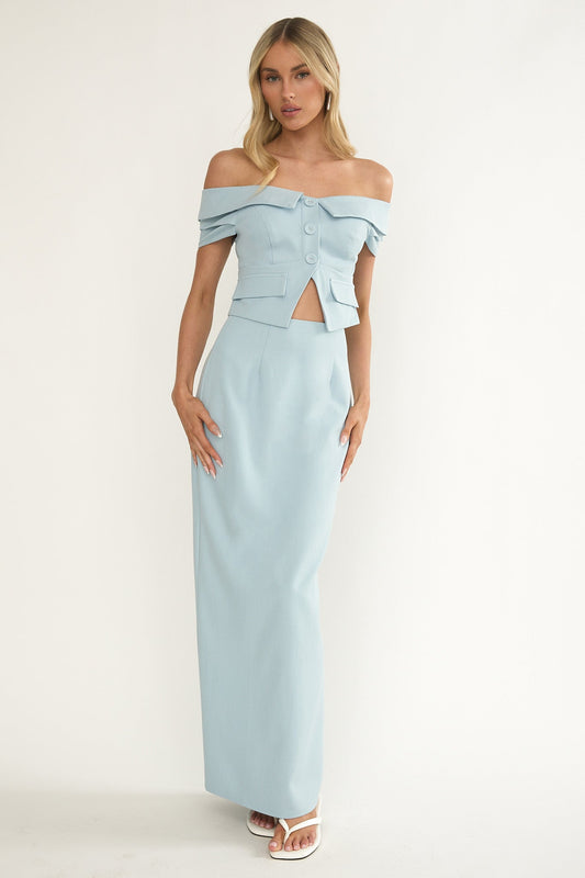 Maelie Column Maxi Skirt Blue