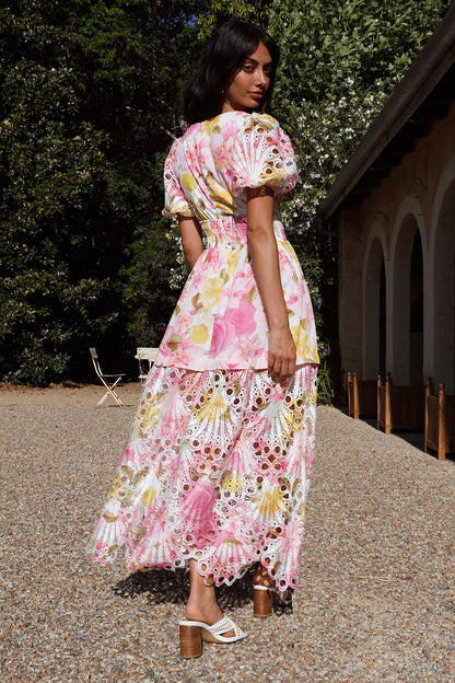 Floral Skies Maxi Dress Pink