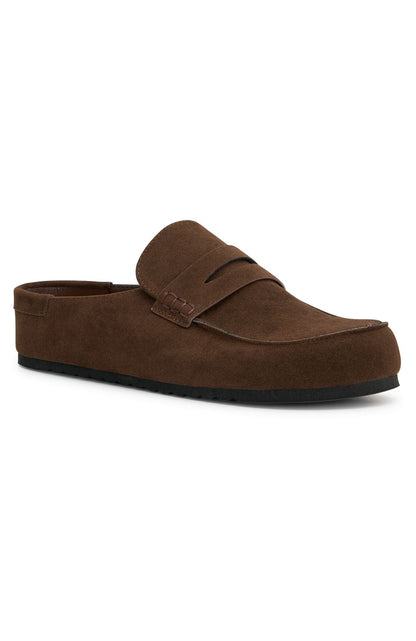 Cayson Loafer Slides Chocolate Faux Suede