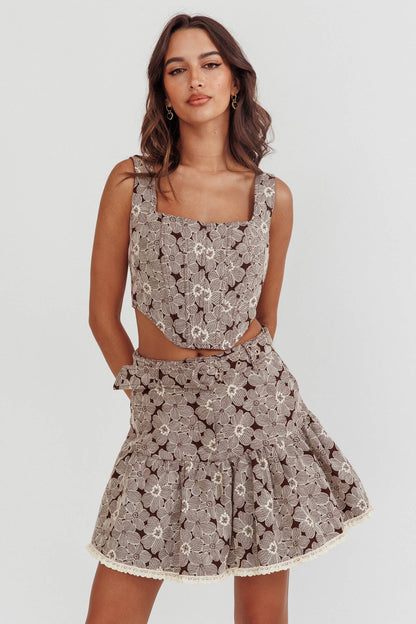 Southern Belles Corset Top Floral Brown