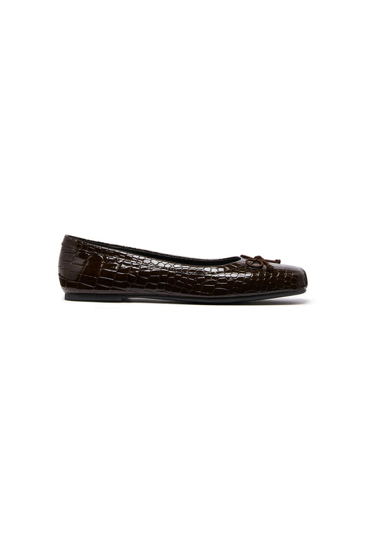 THERAPY Laine Ballet Flat Chocolate Croc