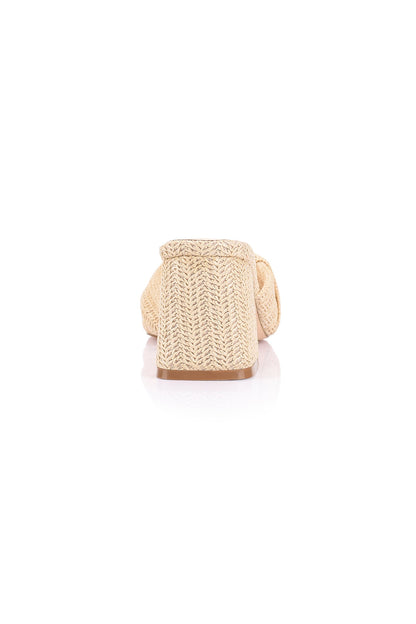 VERALi Stella Block Heel Mules Natural Raffia