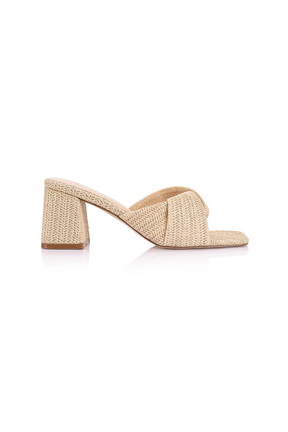 VERALi Stella Block Heel Mules Natural Raffia