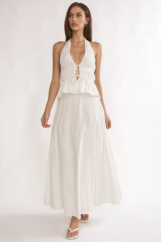 Under The Moons A-Line Maxi Skirt White