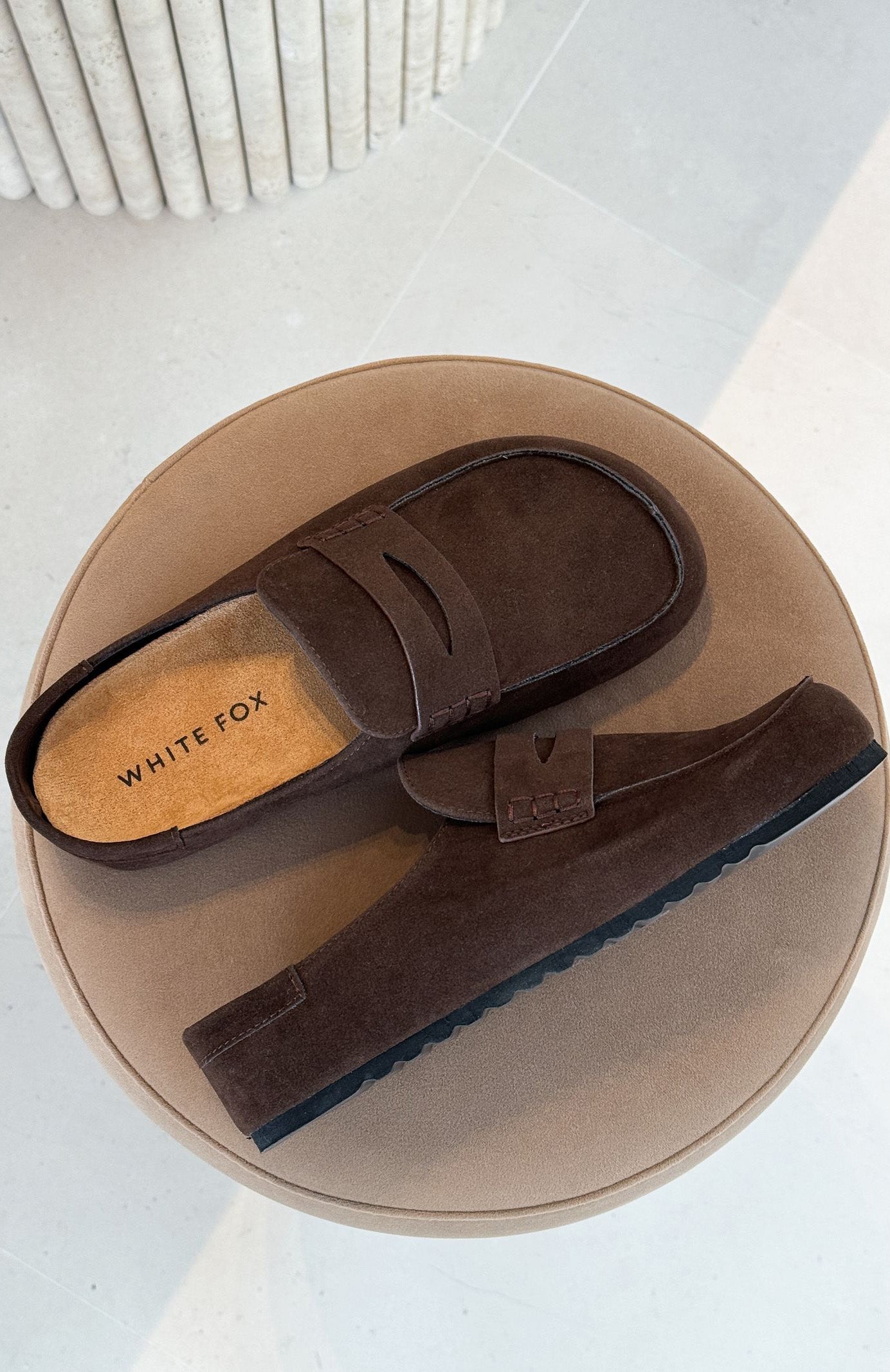 Cayson Loafer Slides Chocolate Faux Suede